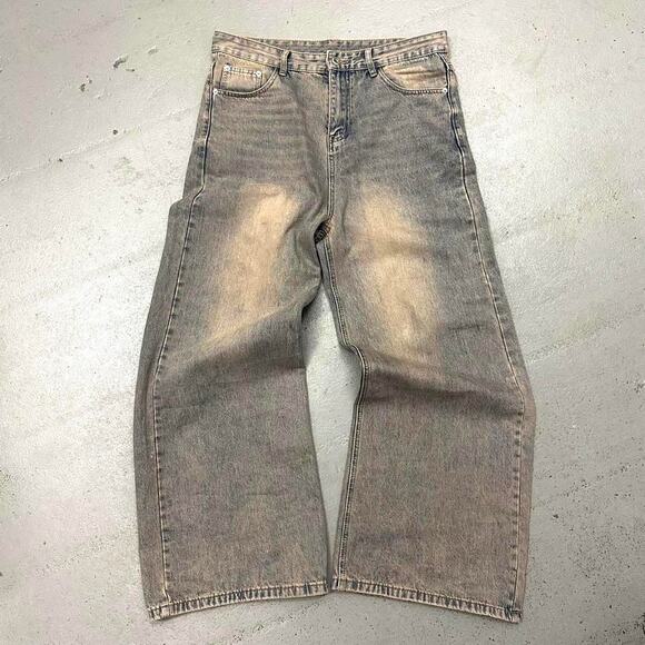 TAN DESERT WIDE LEG BAGGY DENIM WAIST 28 FLAT